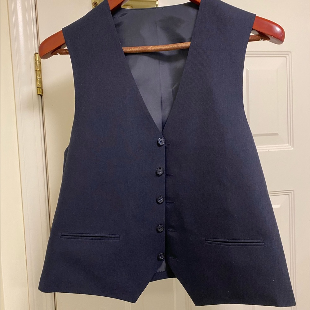Dark Blue V-neck men’s waistcoat or suit vest size large